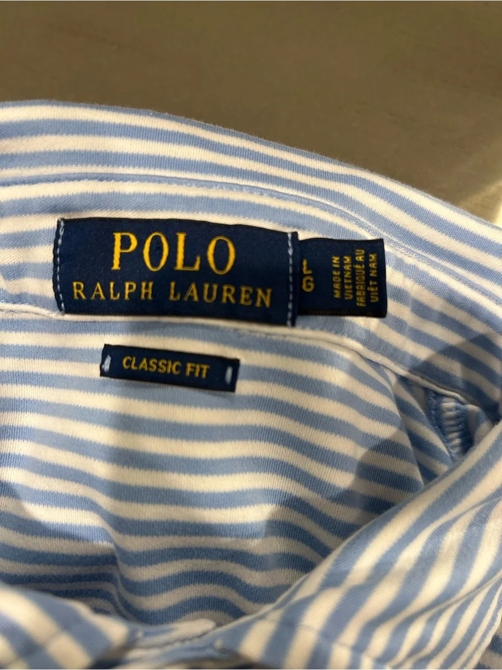 Polo by Ralph Lauren Light Blue and White Striped Polo Shirt